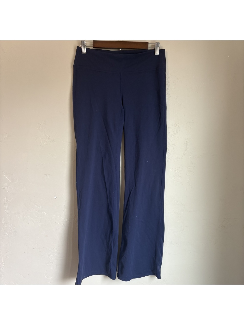Athleta Fusion Yoga Pants Women's Size M Navy Blue Wide Leg Flap Pockets - Picture 2 of 5